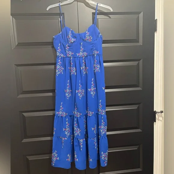 Betsey Johnson Floral Sweetheart Bustier Tiered Midi Dress - Picture 3 of 8